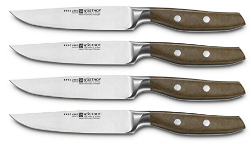 Wüsthof Steakmesser, 4-teiliges Messerset, Epicure (9668), sehr scharfe Klinge, geschmiedet, rostfreier Edelstahl, hochwertige Küchenmesser
