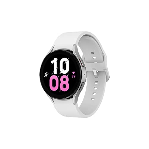 Samsung Galaxy Watch5 Smartwatch, Gesundheits-Tracker, Sportuhr, Lange Lebensdauer, Bluetooth, 44 mm, Silber, Verlängerung 1 Jahr [ausgeschlossen Amazon] – Version FR