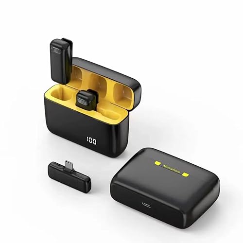Rawrr Kabelloses Dual-Lavalier-Mikrofon für iPhone iPad,Rauschunterdrückung,digitales Ladefach,70 Stunden Akkulaufzeit, 2-in-1 Plug-and-Play-Ansteckmikrofon