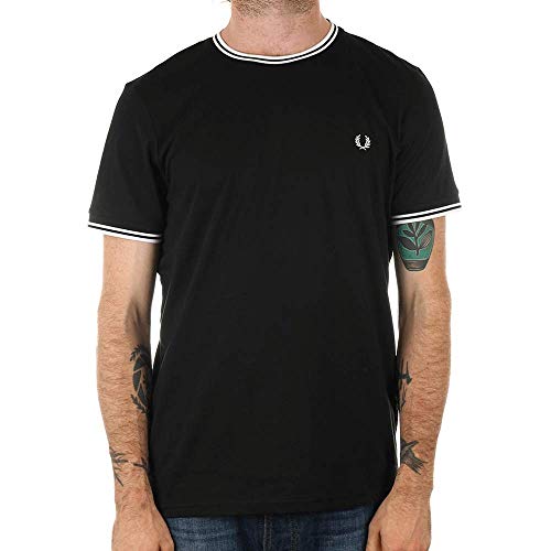 Fred Perry Twin Tipped T Shirt Black, T-Shirt - XS