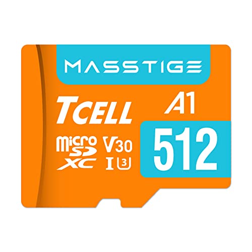 TCELL MASSTIGE 512GB microSDXC A1 USH-I U3 V30 100MB/s Full HD & 4K UHD Speicherkarte mit Adapter