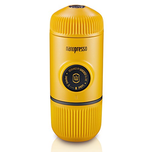Wacaco Nanopresso Tragbare Espressomaschine, Upgrade-Version von Minipresso, 18 Bar Druck, Gelb Patrouillieren, kleine Reisekaffeemaschine, manuell betrieben, zum zelten und wandern