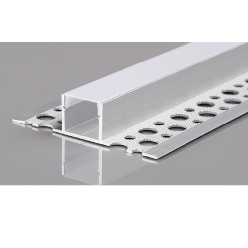 2m LED Alu Profil Unterputz Rigips Trockenbau Schiene Kanalprofil mit Milchglas Abdeckung Kanal System für LED-Streifen Profil H-10