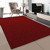 SANAT Teppich Wohnzimmer - Rot Hochflor Langflor Teppiche Modern, Größe: 200x290 cm