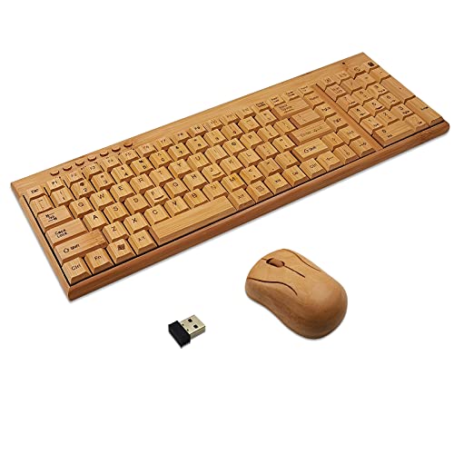 Smart Tech Handarbeit Natur Bambus Holz PC Wireless 2,4 GHz Tastatur und Maus Combo + Smart Tech Touch Pen Large