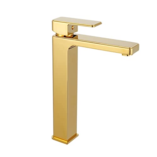 Badarmaturen Compatible with Waschbecken, 1 Loch, Gold, Antik-Messing-Einloch-Badezimmerarmatur, Messing-Badezimmerarmatur, Einhandgriff, Gold-Waschtischarmatur, Badezimmer, ein Loch, Gold B, Waschbe