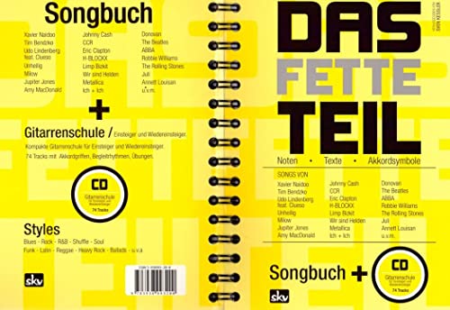 Das fette Teil - Songbuch mit großer Songauswahl (192 ! ) , Gitarreneinsteigerschule ohne Noten auf CD von Sven Kessler mit bunter herzförmiger Notenklammer