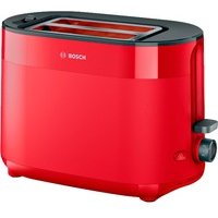 Bosch Kompakt Toaster MyMoment TAT2M124,950 W, integrierter Brötchenaufsatz, Auftaufunktion, Brotzentrierung, Auto-Off, Rot matt