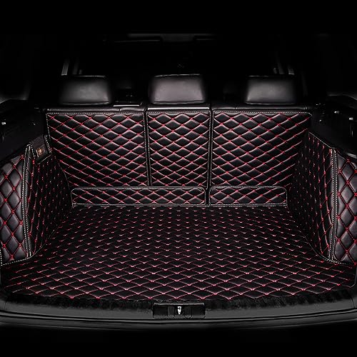 NEFLUM Kofferraum Schutzmatte für VW Tiguan II Allspace 7-seat 2017-2023, Kofferraummatte Antirutschmatte Kofferraumschutz Boot Liner Mat Auto Zubehör,Black-Red