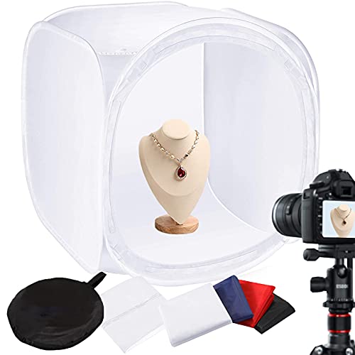 24x24 Inch 60cm Photo Studio Shooting Tent Light Cube Diffusion Soft Box Kit with 4 Colors Backdrops (Red Dark Blue Black White) for Photography (60x60)
