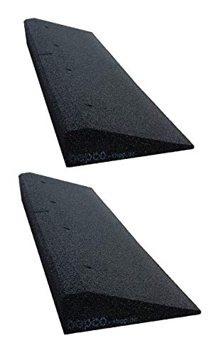 Bordsteinkanten-Rampe 2er Set (2 Stück) 40-100 mm aus Gummifasern (schwarz) - Auffahrrampe - Türschwellenrampe mit eingelagerten Unterlegscheiben zur Befestigung (100 x 25 x 4 cm)