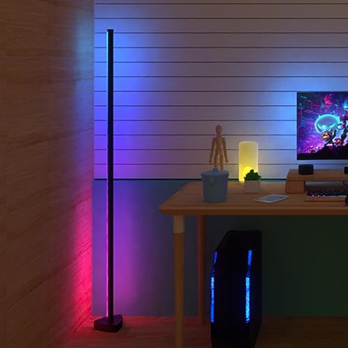Lumtang LED Stehlampe dimmbar RGBICWW LED Strip Musikmikrofonmodus, Verwendung mit Bluetooth-App für Wohnzimmer, Schlafzimmer und mehr