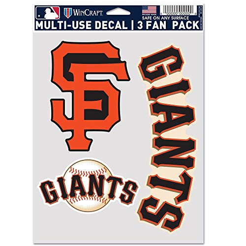 WinCraft MLB San Francisco Giants Aufkleber, Mehrzweckfächer, 3er-Pack, Teamfarben, Einheitsgröße