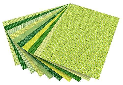 folia 46509 - Motivkarton Basics grün sortiert, 50 x 70 cm, 270 g/qm, 10 Bogen - Grundlage für vielfältige Bastelarbeiten und -ideen