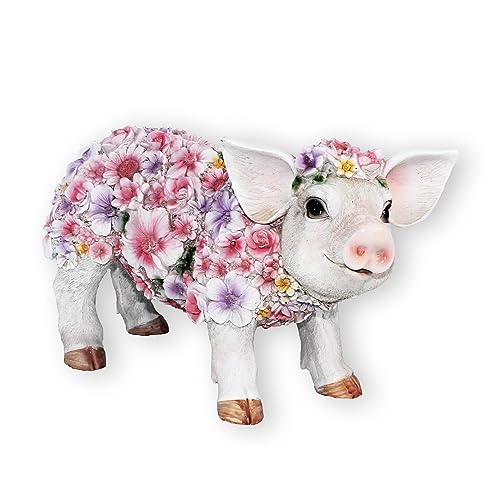 colourliving Schweine Figur stehend oder sitzend Blumenschwein Deko Ferkel Figur Deko Schwein (stehend)