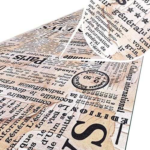 ANRO Küchenteppich Küchenläufer Teppich Läufer Küche waschbar rutschfest Muster Newspaper Abwaschbar 100 x 52cm