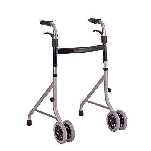 Klappbare Rollatorhilfe, höhenverstellbarer Gehstock mit Rad für ältere Erwachsene, Senioren, Behinderte, Handläufe, Krücken. Doppelter Komfort