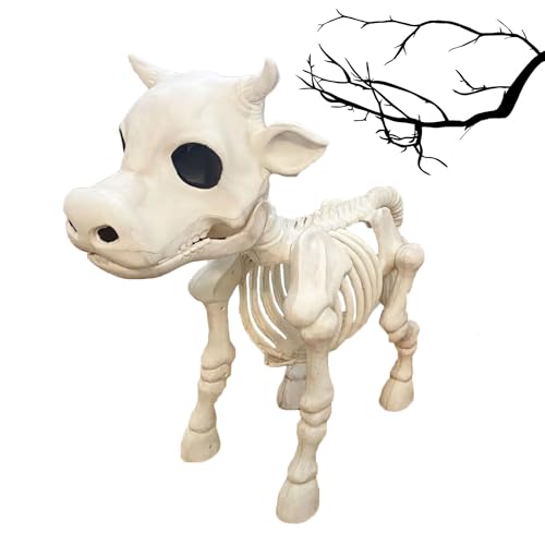 DUOPAI Cow Skeleton Halloween Decoration, Kuh Skelett Halloween Dekoration, 2023 Neue Totenkopf Dekoration, Kuh-Skelett-Figuren, für den Außenbereich, Halloween