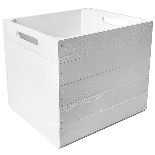 Creative Deco Holzkiste Weiß | passend für Kallax Regal | Holzbox mit Griffen | 33 x 37 x 33cm | Geschliffenes Holz | Aufbewahrungsbox Kinder Kisten für Regal Regalbox Holz Spielzeugkiste