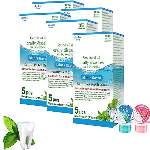 Oralheal Jelly Cup Mouthwash Restoring Teeth and Mouth to Health, Clear Bad Breath and Clean Teeth to Help Fight Bad Breath and Tartar (5BOX/25PCS)