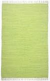 Theko | Dhurry Teppich aus 100% Baumwolle Flachgewebe Teppich Happy Cotton | handgewebt | Farbe: Grün | 60x120 cm