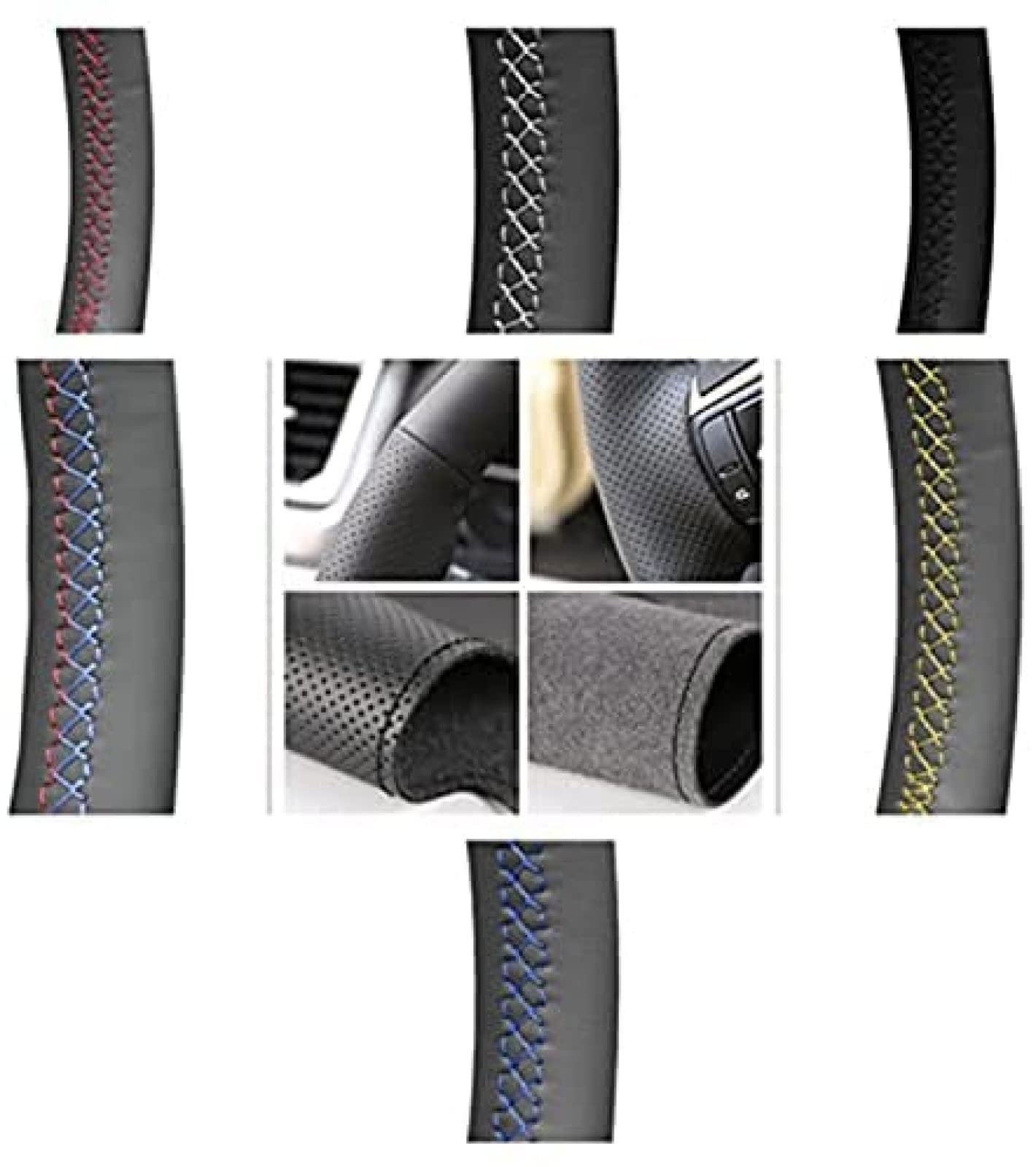Auto-Lenkradabdeckung aus schwarzem Leder, für BMW M Sport F10 F11 F07 M5 F10 2011–2013 F12 F13 F06 F01 F02, rote und Blaue Linie