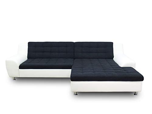 DOMO. collection Morton Ecksofa, Sofa in L-Form, Eckcouch, Polstergarnitur mit Schlaffunktion, 304x200x84 cm, schwarz/weiß