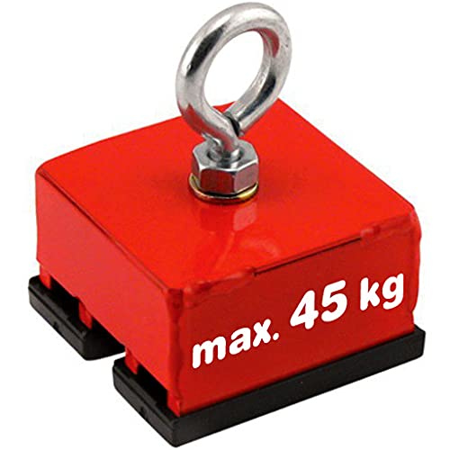 Lasthebemagnet Hebemagnet Tragemagnet rot lackiert - Haftkraft 45 kg - Schwerlastmagnet - Magnet-System zum heben hängen transportieren von eisen-metallischen Lasten