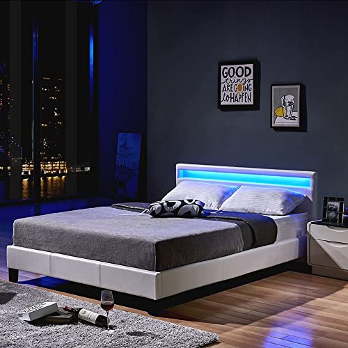 Home Deluxe - LED Bett - Astro weiß - 140 x 200 cm - Verschiedene Größen