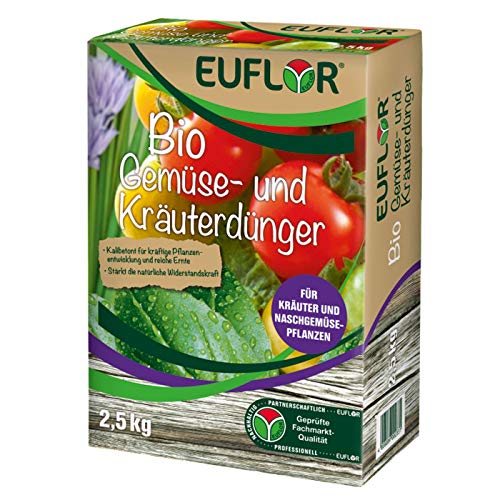 Euflor Bio Gemüse- und Kräuterdünger 2,5 kg Faltschachtel•Organischer NPK-Dünger 5+3+8 chloridarm•Optimal für Tomaten, Kräuter und Gemüse geeignet•gesunde Gemüsepflanzen und Reichhaltige Ernten