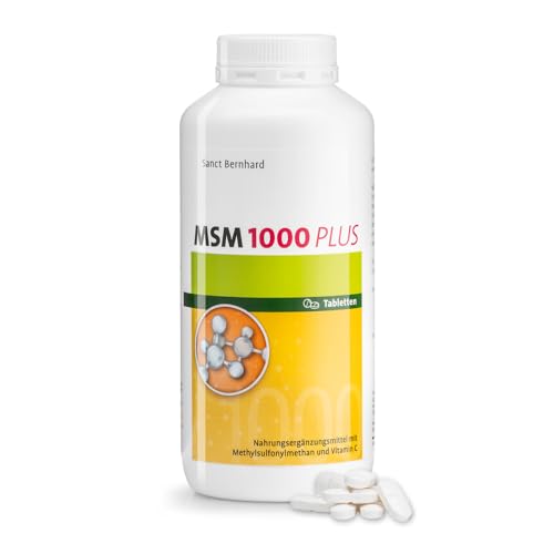 Sanct Bernhard MSM-1000-PLUS-Tabletten | Methylsulfonylmethan & Vitamin C | Vegan | 500 Tabletten
