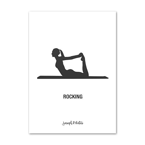 Pilates Yoga Canvas Bild minimalistischer Schwarz Weiß Wand Bilder Mädchen Fitness Action Guide Poster Nordic Style Schlafzimmer Wohnkultur Bilder （Kein Rahmen）