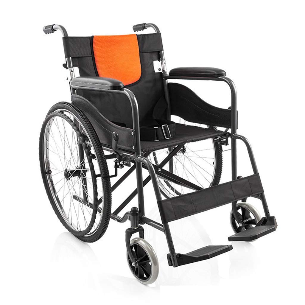 AOLI Klappbare Rollstühle für ältere Menschen, Senioren Scooter manuell, Leichtgewicht aus Aluminium Push-Rollstühle, Rollstuhl Ältere Menschen mit Behinderungen, Schwarz,Schwarz