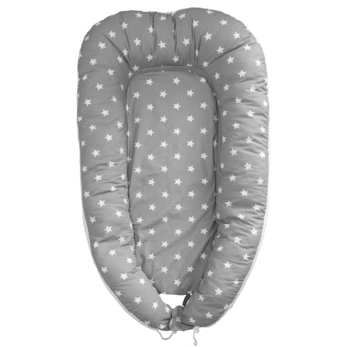 Puckdaddy Babynest Linnea - 105x60 cm, kuschelweiches Schlafnest für Babies, Reisebett für Säuglinge aus 100% Baumwolle
