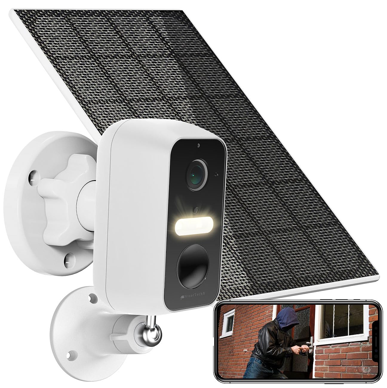 VisorTech WLAN Überwachungskamera: Akku-Outdoor-IP-Überwachungskamera mit Solarpanel, 2K-Auflösung (Überwachungskamera Solar WLAN, Überwachungskamera Bewegungsmelder, Überwachung)
