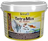 TetraMin XL Flakes (Hauptfutter für alle Zierfische mit größerem Maul in Flockenform, Plus Präbiotika für verbesserte Körperfunktionen und Futterverwertung), 10 Liter Eimer