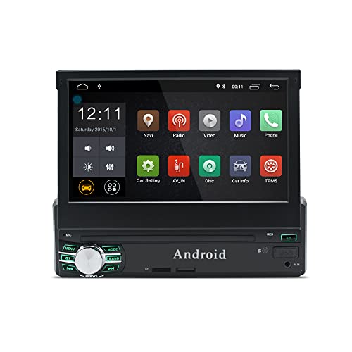 EZoneTronics Android 6.0 Flip Out 1Din Autoradio Stereo 7 Zoll Kapazitiver Touchscreen High Definition 1024x600 GPS Navigation Bluetooth WiFi/USB/SD/AM/FM/RDS Spieler 1G RAM + 16G ROM