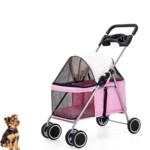 Der Haustier-Kinderwagen Ist Für Kleine Und Mittelgroße Katzen Und Hunde Geeignet,Rosa