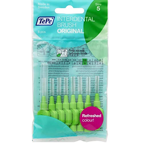 TePe Interdental Brushes - 10 Packets of 8 (80 Brushes) - All Colours & Sizes (0.80mm Green) by TePe