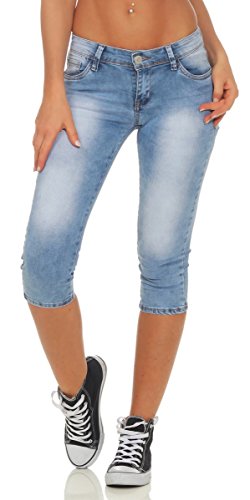 OSAB-Fashion 10845 Damen Capri Jeans 7/8-Jeans Slimfit Damenjeans Caprihose Risse Low Waist