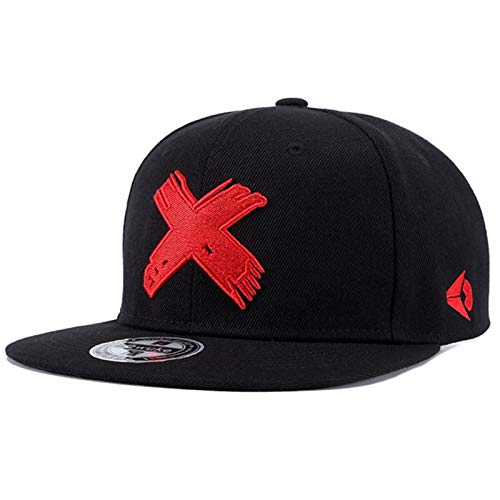 Sporty Snapback Cap Cross Hip Hop Street Baseball Flat Brim Mütze Kappe Basecap (schwarz/rot)