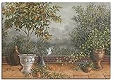 Artland Leinwandbild Wandbild Bild auf Leinwand 100 x 70 cm Landschaften Garten Malerei Grün A5ZJ Garten I