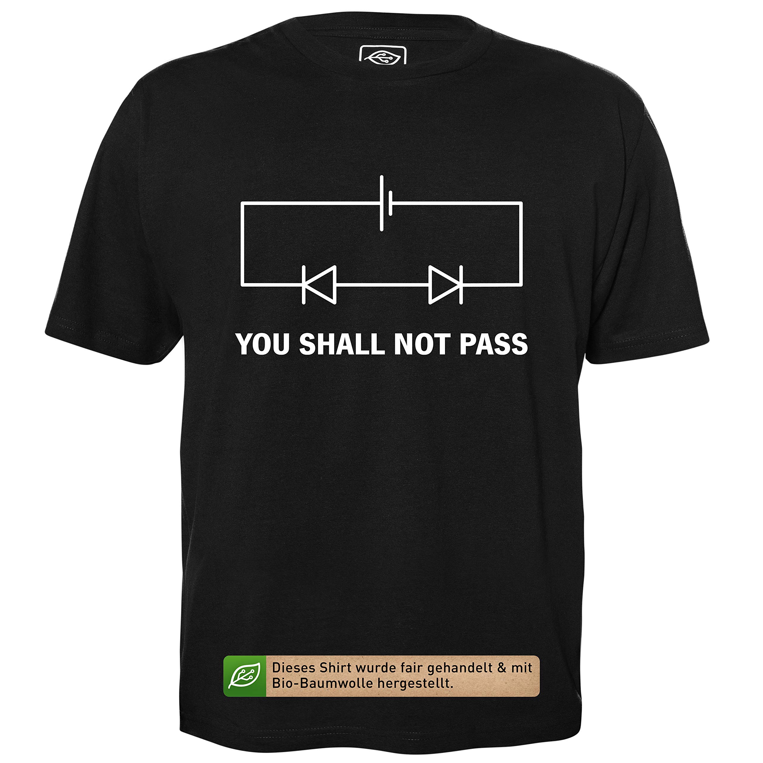 You Shall Not Pass Graph - Herren T-Shirt für Geeks mit Spruch Motiv aus Bio-Baumwolle Kurzarm Rundhals Ausschnitt, Größe L