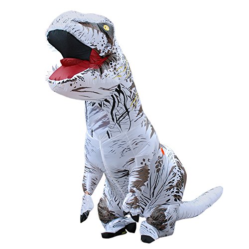 JASHKE T rex Kostüm Aufblasbares Dinosaurier Kostüm Dino Kostüm T rex Kostüme Erwachsene (Weiß)