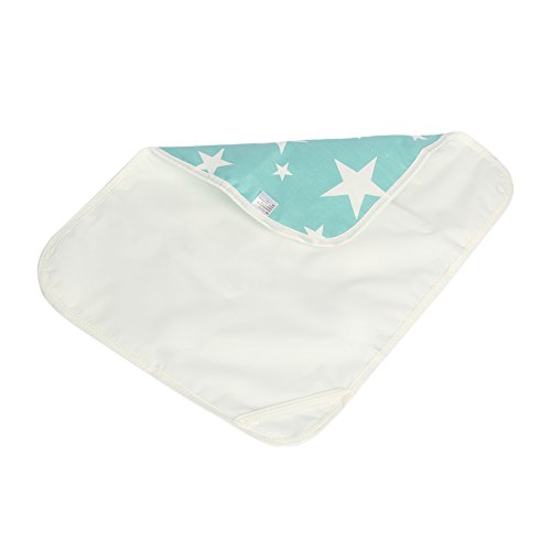 Meisax Waschbar Wickelunterlage Säugling für Babys und Kleinkinder - Baumwolle Atmungsaktiv, Wasserdicht, Wiederverwendbare Urin Matte Abdeckung (Fantasie Sterne blau, M - 50 x 70cm)