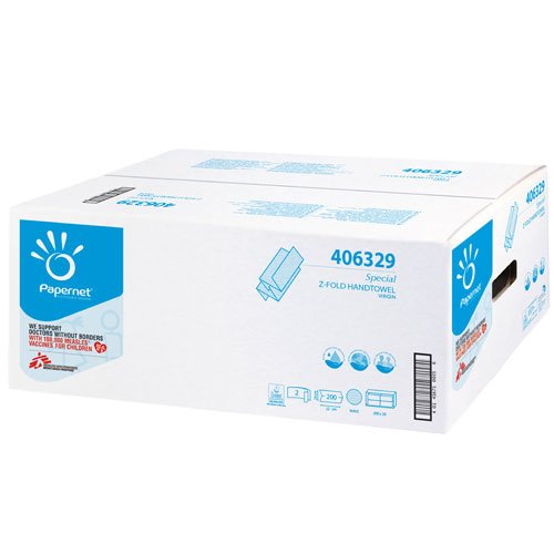 Papernet 406329 Spezial Formathandtücher, gefaltet Z, Zellstoff Pure, Prägung Wave, weiß (Pack 4000)