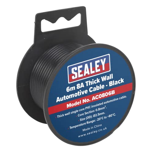 Sealey AC0806B dickwandigen Automobilkabel 8a 6mtr schwarz