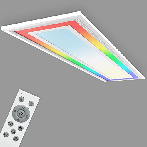 Telefunken - LED Panel, LED Deckenleuchte, Deckenlampe dimmbar, inkl. Fernbedienung, RGB Funktion, 24 Watt, 2400lm, Timerfunktion, 1000x250x63mm (LxBxH), Weiß