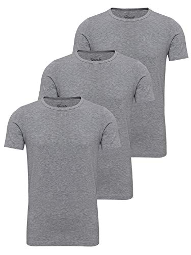 Yazubi 3er Pack T Shirt Herren Shirt Grau Tshirt Lang Baumwolle Männer T-Shirt Basic Kurzarmshirt Mythic, (Dapple Gray 163907), S