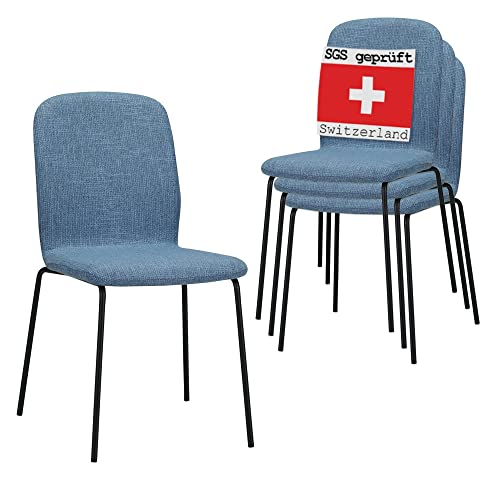 Albatros Stapelstuhl ENNA 4er Set, Blau - stapelbarer Konferenzstuhl - Besucherstuhl, Bequeme Stühle für Wartezimmer